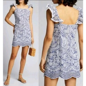 Alice + Olivia Honor Flutter Sleeve Tunic Dress Chambray Blue Women's Size 2